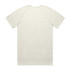 A light cream-coloured T-shirt with a plain back and raglan sleeves, featuring a logo on the neck area.