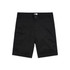 Plain 19" dress shorts in black, featuring a front button closure and pockets, with a logo on the waistband.