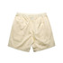 Cream-coloured beach shorts featuring an elastic waistband and a simple design. Includes a logo.