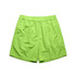 A pair of lime green swim shorts with an elastic waistband and a simple design.