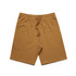 Brown sports shorts featuring an elastic waistband and adjustable drawstring, with a minimalistic design.
