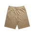 Khaki sports shorts with an elastic waistband and drawstring, featuring pockets and a simple design.