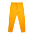 Bright yellow track pants with an elastic waistband and pockets, featuring a logo. Ideal for casual wear.