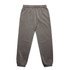 Faded olive-green track pants with an elastic waistband and cuffs, featuring side pockets and a logo.