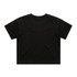 A black cropped t-shirt with short sleeves, featuring a simple design and no visible branding on the back.