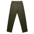 Utility pants in a dark olive green colour, featuring front pockets and a button closure. Includes a logo.