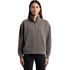 A faded grey half-zip jacket with a high collar and a relaxed fit, featuring a logo on the chest.