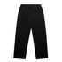 Cuffless track pants in black with an elastic waistband and a rear pocket. The design is simple and casual.