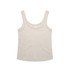 A light beige singlet with a scoop neckline and wide straps. The garment features a logo.