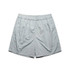 Light grey swim shorts featuring an elastic waistband and a simple design. Includes a logo.