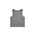 A grey active crop tank top with a simple design, featuring a logo on the back.