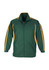 A green and yellow unisex track jacket with a zip front and contrasting side stripes. Features a logo on the left side.