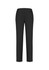 A pair of black slim leg pants with a bandless design and a back pocket, featuring a simple, elegant style.