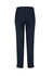 A pair of women's slim leg pants in a dark navy fabric, featuring back pockets and a tailored fit.