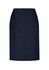 A dark navy lined skirt featuring a zip closure at the back, with a relaxed fit design.