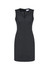 A sleeveless, V-neck dress in dark grey with a fitted silhouette and a zip fastening at the back.