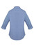 A women's button-up shirt in a blue and white checkered pattern with 3/4 sleeves and a collar, featuring a logo.