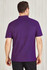 A purple polo shirt with a collar and short sleeves, featuring a logo on the back.