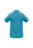 A blue men's polo shirt with a collar and short sleeves, featuring a logo.