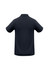 A navy blue men's polo shirt with a classic collar and short sleeves, featuring a logo on the front.