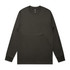 A long-sleeve t-shirt in a dark, solid colour with a logo on the collar.