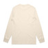 A long-sleeve t-shirt in cream, featuring a simple design and a logo on the back.