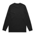 A long-sleeve black T-shirt with a plain back and no visible print or design. Features a logo on the back.