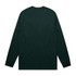 A dark green long-sleeve t-shirt with a plain back and fitted sleeves, featuring a logo.