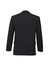 A black men's comfort wool stretch jacket featuring a classic two-button design and a rear view.