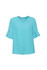 A light blue blouse with fluted sleeves and a V-neck design. The fabric appears smooth and elegant.