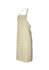 A light beige bib apron with a pocket, featuring a simple design and an adjustable neck strap.