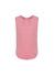 A pink, sleeveless blouse featuring pleat details, with a rounded neckline and a straight hem.