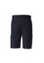 Dark navy men's dress shorts with side pockets and a belt loop, featuring a simple design and a logo.