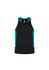 A black men's singlet featuring teal accents and a logo at the centre.
