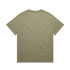 A plain olive green T-shirt with a simple design and no visible logos or branding.