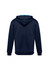 A navy blue hoodie featuring a kangaroo pocket and a hood. The back view shows a simple design with no visible branding.