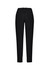 A pair of black women's slim leg pants with a comfort waist design, featuring a waistband and pockets.