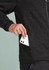 A men's zip front jumper in black, featuring a pocket for storage and a logo on the fabric.