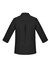 A black women's button-up shirt with 3/4 sleeves and a back pleat. Features a collar and cuffed sleeves.