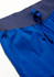 A close-up of blue jogger scrub pants featuring a navy waistband and drawstring.