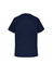 A navy blue men's scrub top featuring short sleeves and a simple design, with a logo on the back.