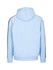 A light blue men's hoodie featuring black stripe details along the sleeves and a kangaroo pocket. It has a hood and ribbed cuffs.