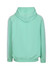 A mint green hoodie featuring stripe sleeves and a hood, with a fitted waistband at the bottom.