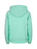 A mint green hoodie featuring striped sleeves and a hood, with a plain back and ribbed cuffs.