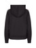 A black women's hoodie featuring stripe sleeves and a hood, designed as a casual jumper.