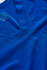 A V-neck scrub top in a vibrant blue colour, featuring a pocket and a logo.