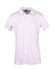 A white polyester polo shirt featuring a collar and a logo. Suitable for casual or active wear.