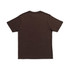 A brown unisex modern fit t-shirt with short sleeves and a plain back. It has a logo on the inside label.