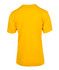 A yellow unisex modern fit tee with a plain back design and short sleeves.