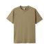 A khaki modern fit t-shirt with short sleeves and a simple, classic design. It features a logo on the label.
